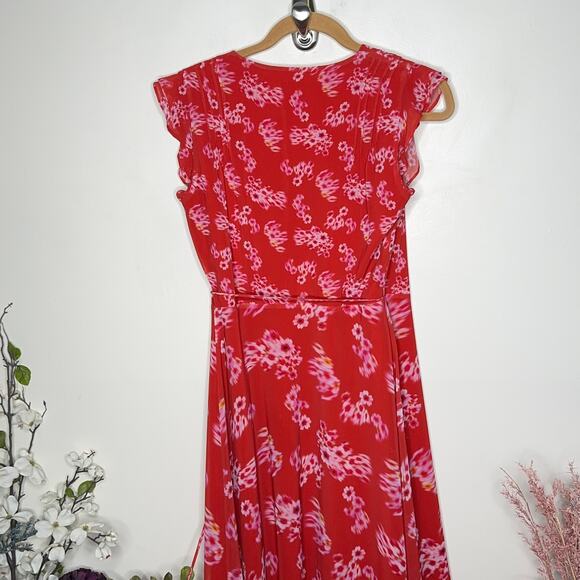 ALL SAINTS Dela Jasmine Print Wrap Maxi Dress Red Floral Sz 4 {3Q3} - Picture 4 of 7
